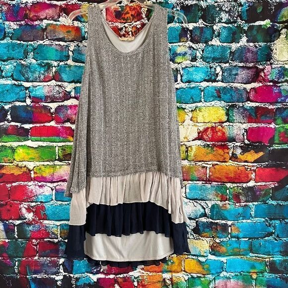 A'Reve Layered Tier High Low Sleeveless Dress Ties in Back Small - Picture 1 of 8